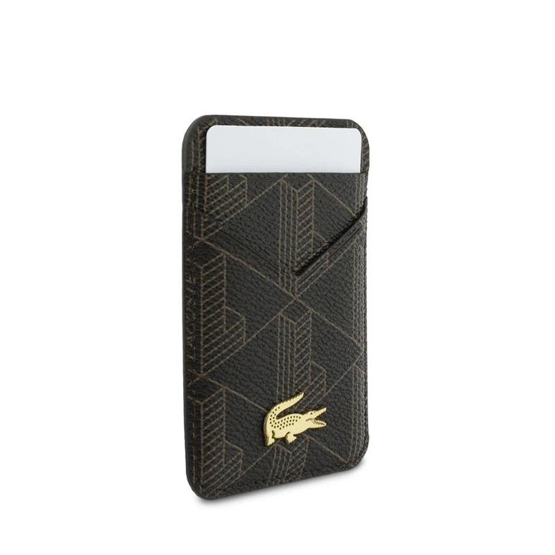 Lacoste Iconic Petit Pique MagSafe kryt + peňaženka iPhone 17 Pro hnedý 
