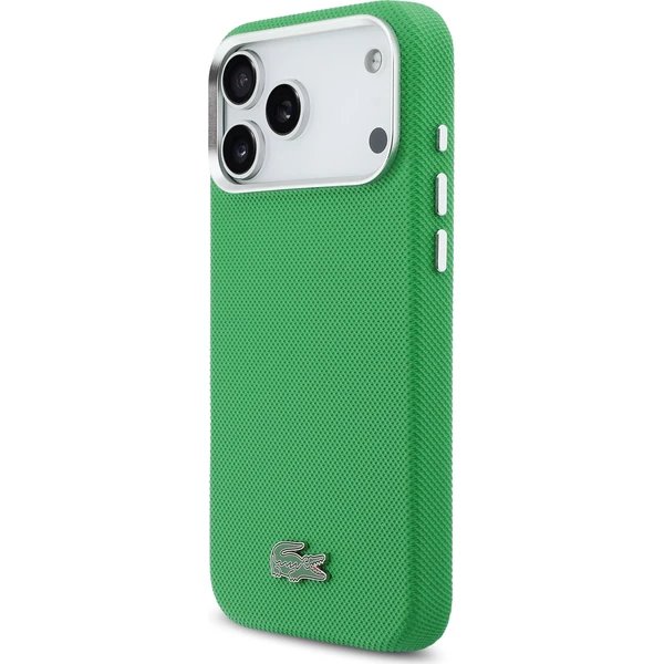 Lacoste Iconic Petit Pique Metal Logo MagSafe kryt iPhone 17 Pro zelený 