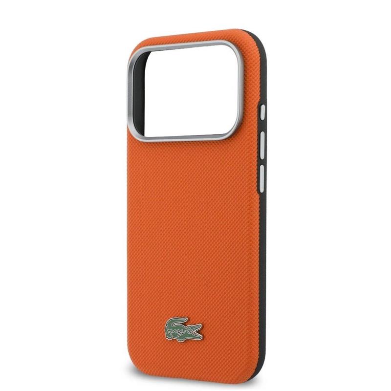 Lacoste PVC Petit Pique Semi Wrap MagSafe pre iPhone 17 Pro oranžový 
