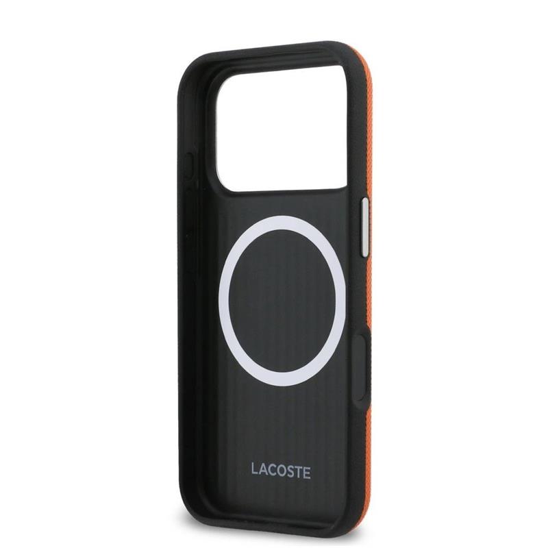 Lacoste PVC Petit Pique Semi Wrap MagSafe pre iPhone 17 Pro oranžový 