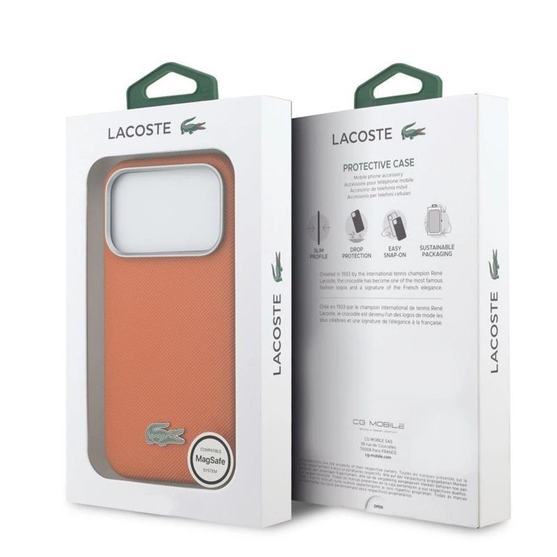 Lacoste PVC Petit Pique Semi Wrap MagSafe pre iPhone 17 Pro oranžový 