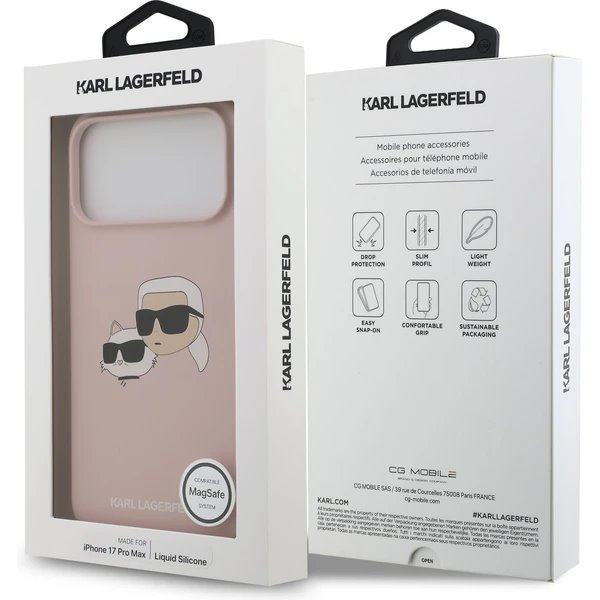 Karl Lagerfeld Liquid Silicone Double Heads MagSafe kryt iPhone 17 Pro Max ružový 