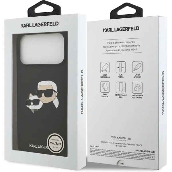 Karl Lagerfeld Liquid Silicone Double Heads MagSafe kryt iPhone 17 Pro čierny 
