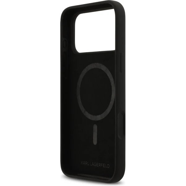 Karl Lagerfeld Liquid Silicone K&CH Sketch MagSafe kryt iPhone 17 Pro čierny 