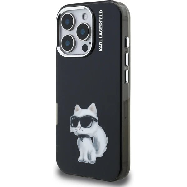 Karl Lagerfeld IML Aquarelle Choupette kryt iPhone 16 Pro Max čierny 