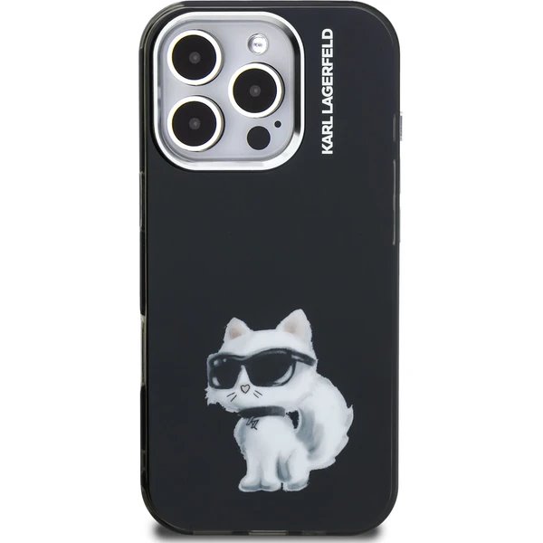 Karl Lagerfeld IML Aquarelle Choupette kryt iPhone 16 Pro Max čierny 