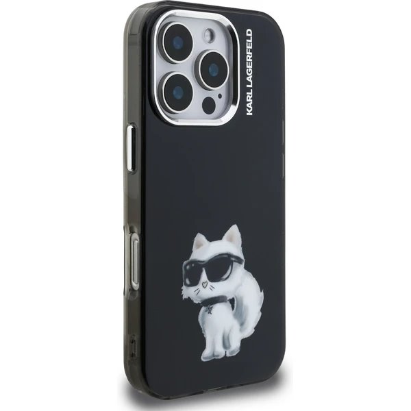 Karl Lagerfeld IML Aquarelle Choupette kryt iPhone 16 Pro Max čierny 