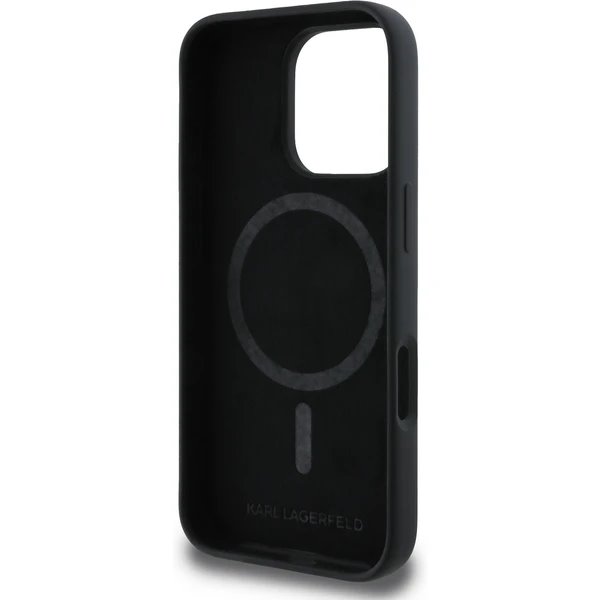 Karl Lagerfeld Liquid Silicone Karl Head MagSafe kryt iPhone 16 Pro čierny 