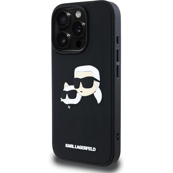Karl Lagerfeld 3D Rubber Double Heads kryt iPhone 16 Pro čierny 