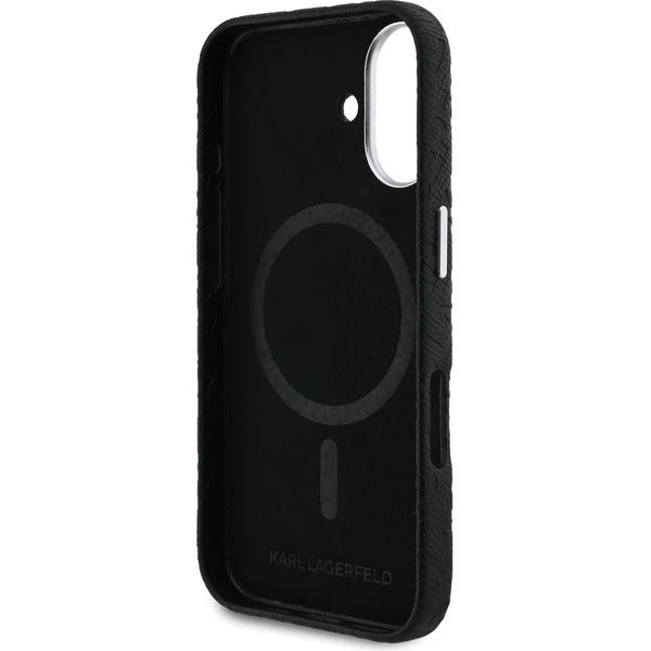 Karl Lagerfeld Grained PU Repeated Logo MagSafe kryt iPhone 16 čierny 