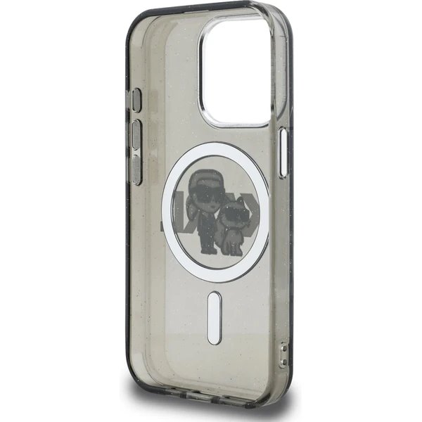 Karl Lagerfeld IML Glitter Karl and Choupette Sketch MagSafe kryt iPhone 15 Pro Max čierny 