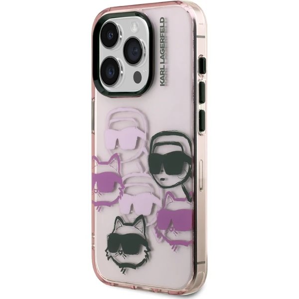 Karl Lagerfeld IML Multi K&CH Heads kryt iPhone 15 Pro Max ružový 