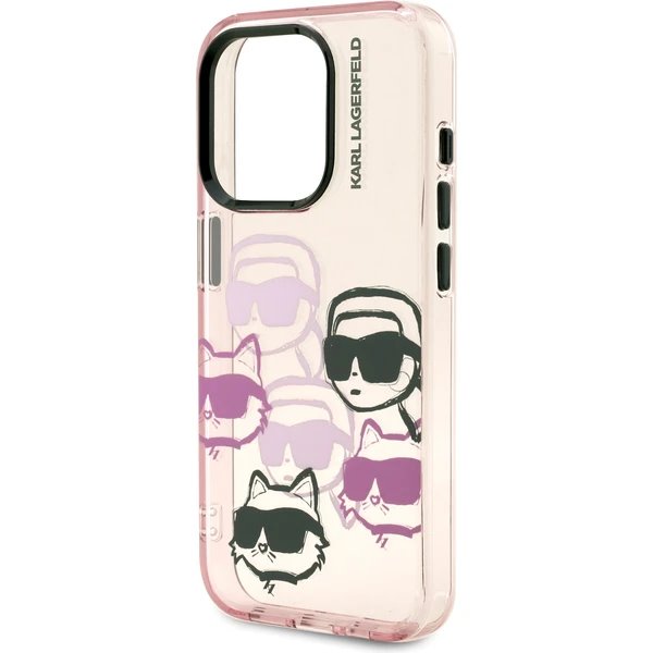 Karl Lagerfeld IML Multi K&CH Heads kryt iPhone 15 Pro Max ružový 