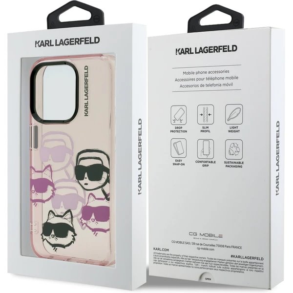 Karl Lagerfeld IML Multi K&CH Heads kryt iPhone 15 Pro Max ružový 