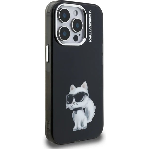 Karl Lagerfeld IML Aquarelle Choupette kryt iPhone 15 Pro čierny 