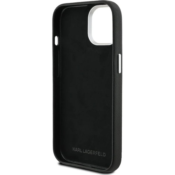 Karl Lagerfeld Grained PU K&CH Heads kryt iPhone 15 čierny 