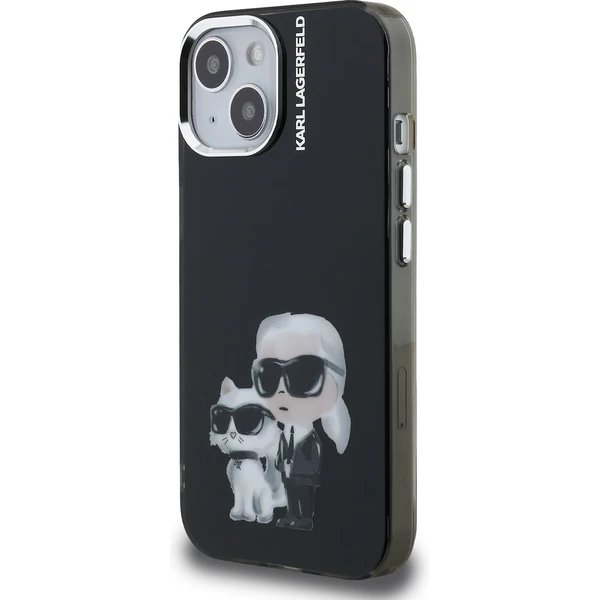 Karl Lagerfeld IML Aquarelle Karl and Choupette kryt iPhone 15 čierny 