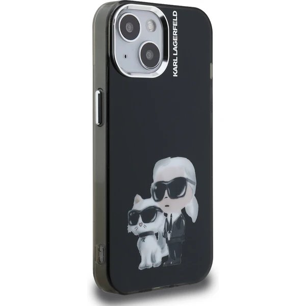 Karl Lagerfeld IML Aquarelle Karl and Choupette kryt iPhone 15 čierny 