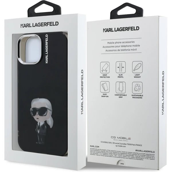 Karl Lagerfeld IML Aquarelle Karl kryt iPhone 15 čierny 