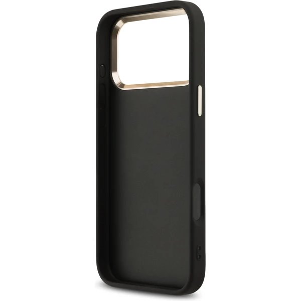Guess PU Leather 4G Metal Logo Gold Frame kryt iPhone 17 Pro Max čierny 