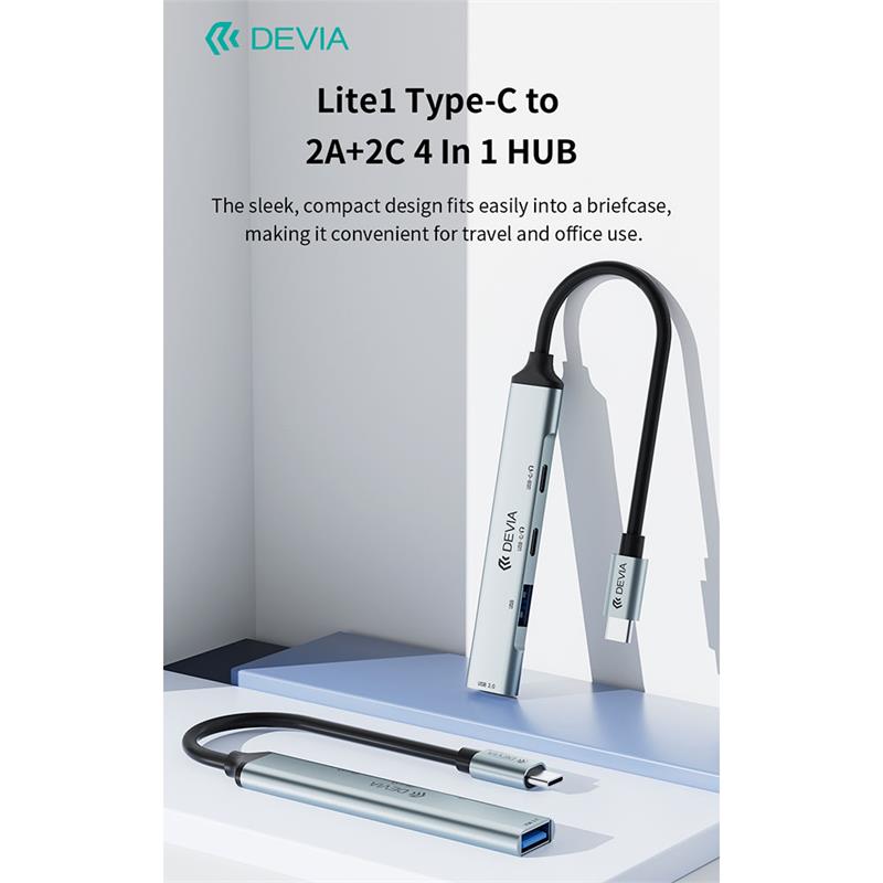 Devia USB-C Hub Lite 4 in 1 EC707 - Deep Gray 