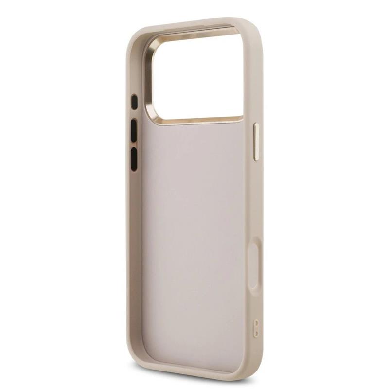 Guess PU Leather 4G Metal Logo Gold Frame kryt iPhone 17 Pro Max ružový 