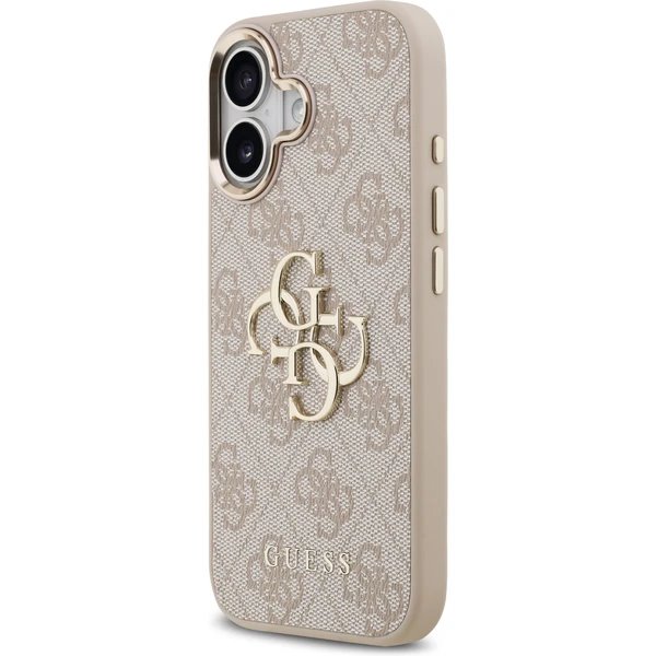Guess PU Leather 4G Metal Logo Gold Frame kryt iPhone 17 ružový 