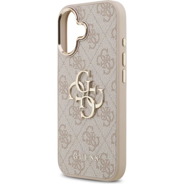 Guess PU Leather 4G Metal Logo Gold Frame kryt iPhone 17 ružový 
