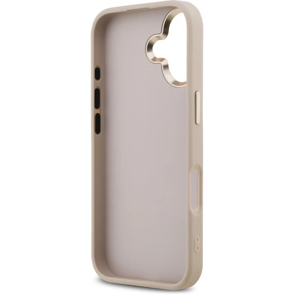 Guess PU Leather 4G Metal Logo Gold Frame kryt iPhone 17 ružový 