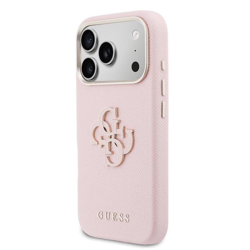 Guess PU Resin Logo kryt iPhone 17 Pro Max ružový 