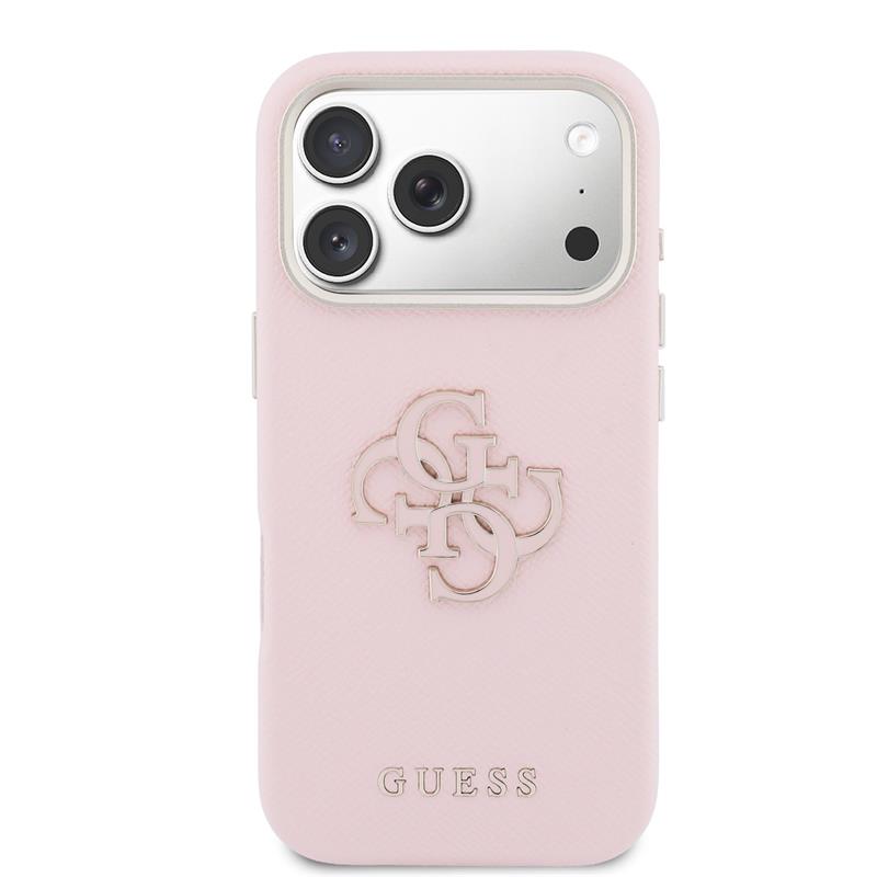 Guess PU Resin Logo kryt iPhone 17 Pro Max ružový 