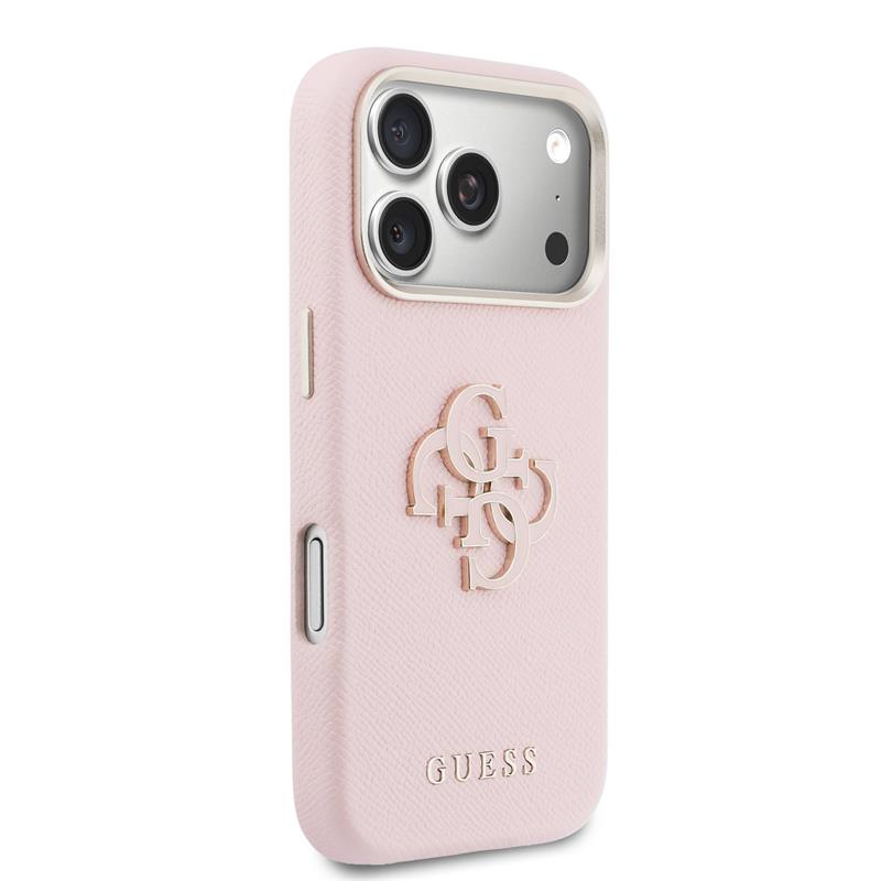 Guess PU Resin Logo kryt iPhone 17 Pro Max ružový 