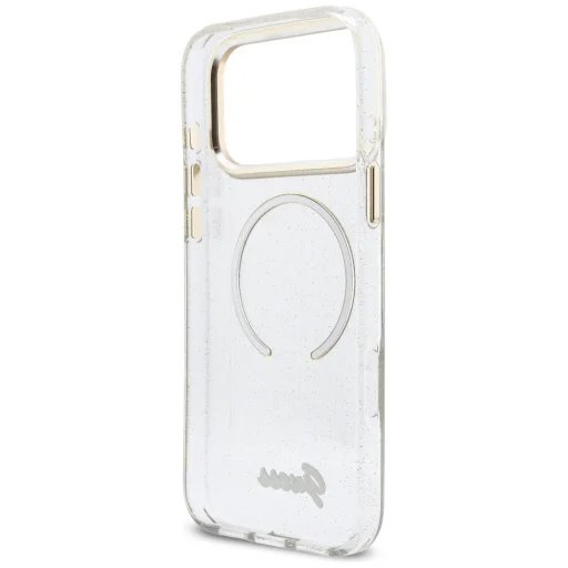 Guess IML Glitter Script Strap MagSafe kryt iPhone 17 Pro Max biely 