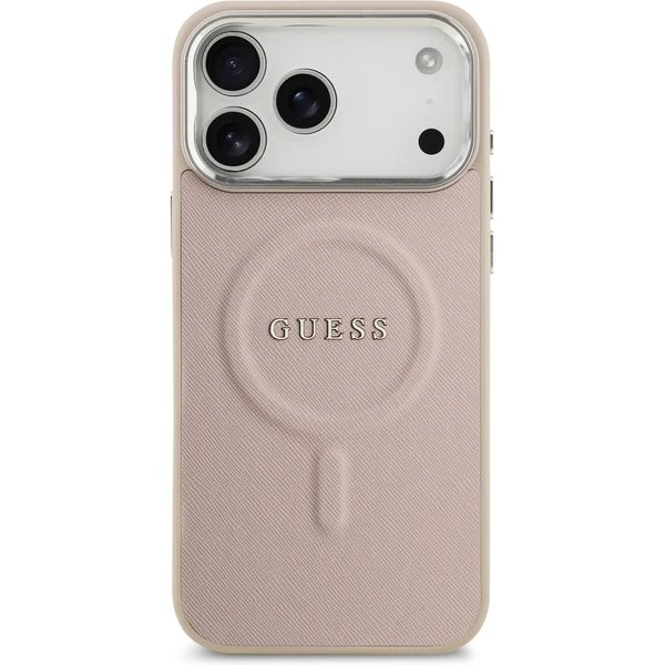Guess PU Saffiano MagSafe kryt iPhone 17 Pro ružový 