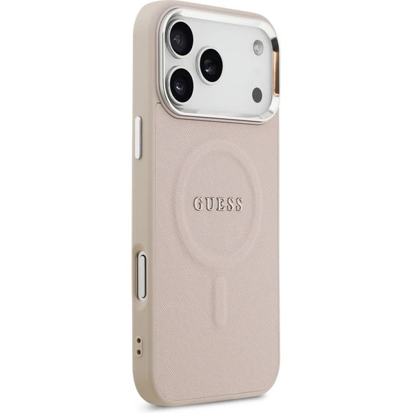 Guess PU Saffiano MagSafe kryt iPhone 17 Pro ružový 