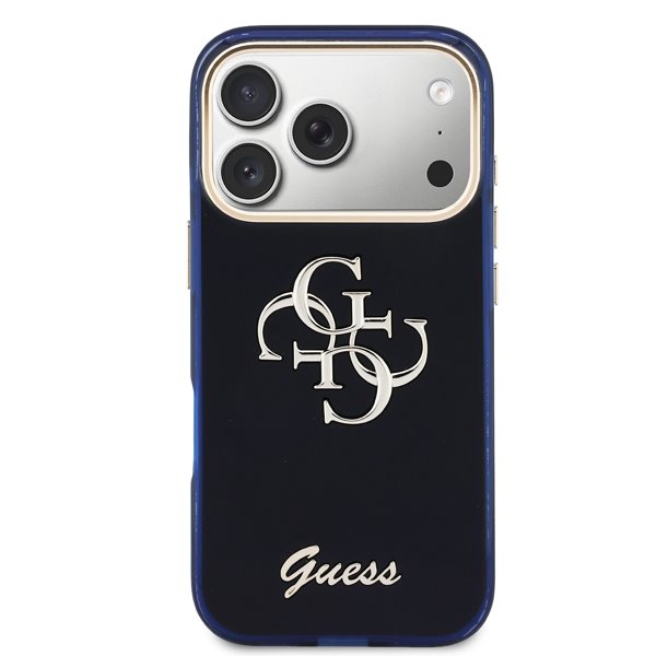 Guess IML 4G Script Metal Logo kryt iPhone 17 Pro Max modrý 