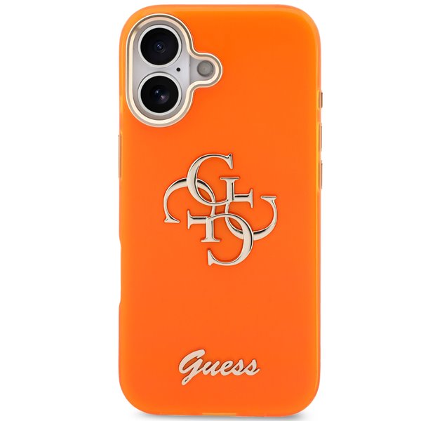 Guess IML 4G Script Metal Logo kryt iPhone 17 oranžový 