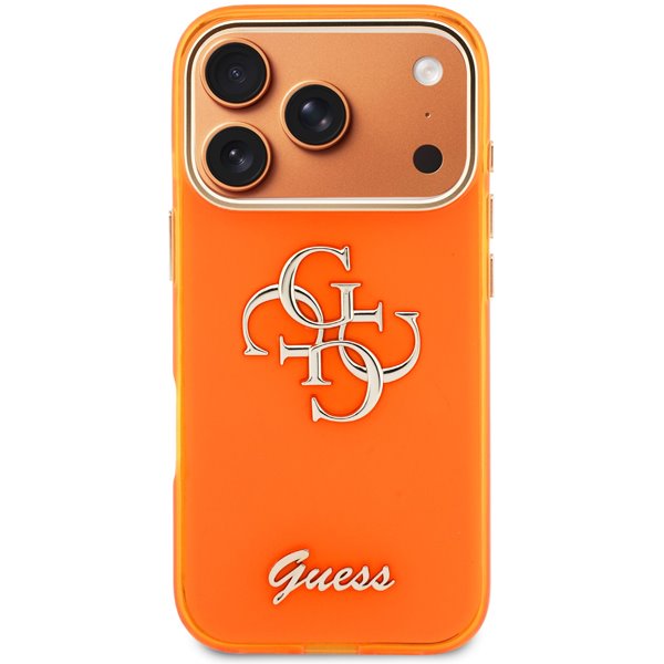Guess IML 4G Script Metal Logo kryt iPhone 17 Pro Max oranžový 