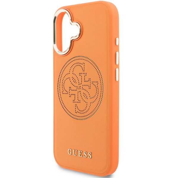 Guess PU Perforated 4G Logo MagSafe kryt iPhone 17 oranžový 