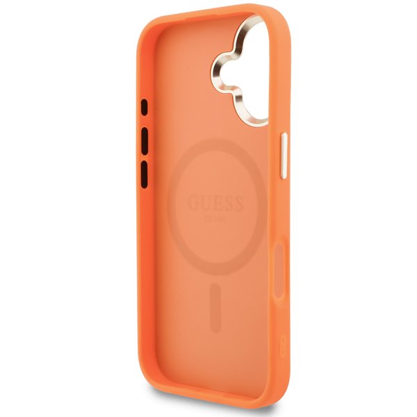 Guess PU Perforated 4G Logo MagSafe kryt iPhone 17 oranžový 