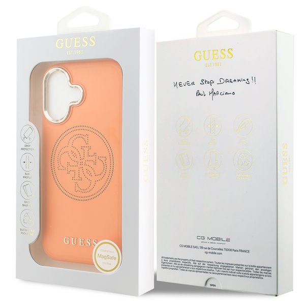 Guess PU Perforated 4G Logo MagSafe kryt iPhone 17 oranžový 