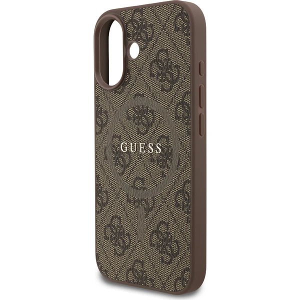 Guess PU Leather 4G Colored Ring MagSafe kryt iPhone 17 hnedý 