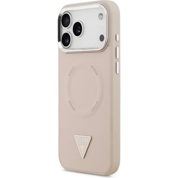 Guess PU Leather Triangle Logo MagSafe kryt iPhone 17 Pro Max ružový 