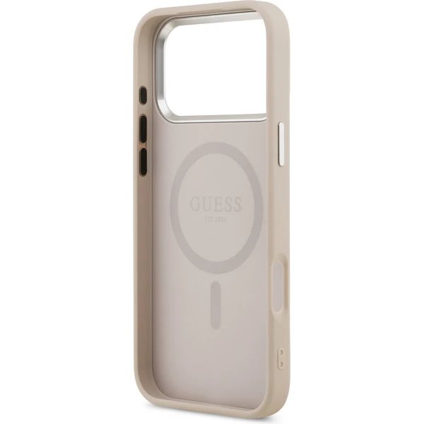Guess PU Leather Triangle Logo MagSafe kryt iPhone 17 Pro Max ružový 