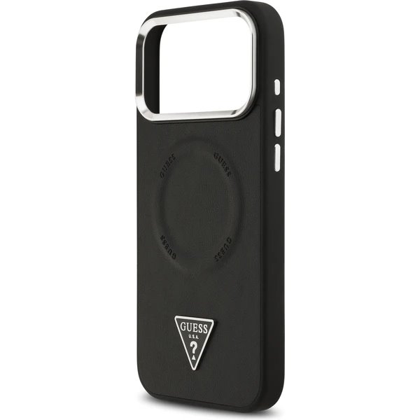 Guess PU Leather Triangle Logo MagSafe kryt iPhone 17 Pro Max čierny 