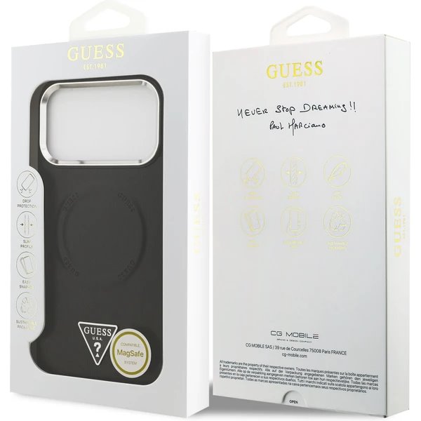 Guess PU Leather Triangle Logo MagSafe kryt iPhone 17 Pro Max čierny 