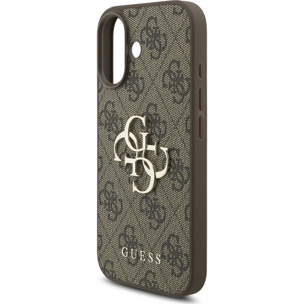 Guess PU 4G Metal Logo Strap kryt iPhone 17 hnedý 