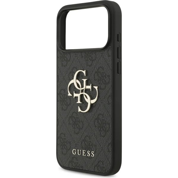 Guess PU 4G Metal Logo Strap kryt iPhone 17 Pro čierny 