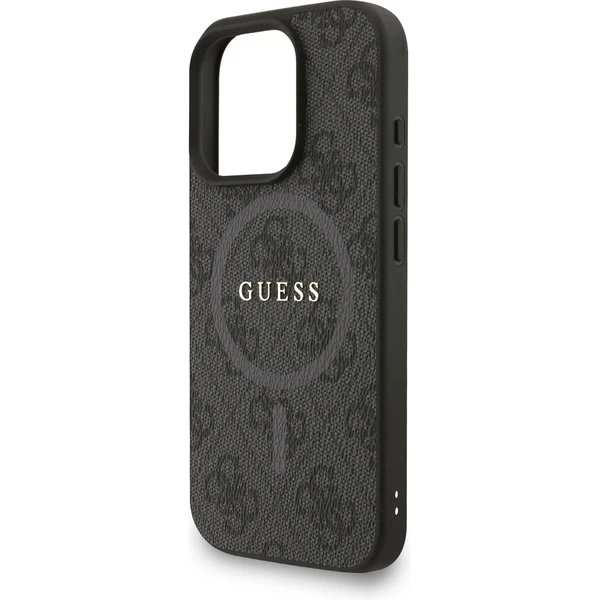 Guess PU Leather 4G Colored Ring Strap MagSafe kryt iPhone 16 Pro čierny 