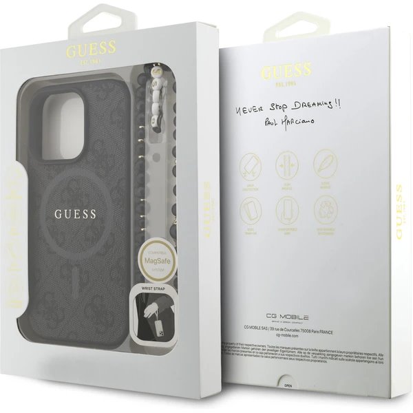 Guess PU Leather 4G Colored Ring Strap MagSafe kryt iPhone 16 Pro čierny 